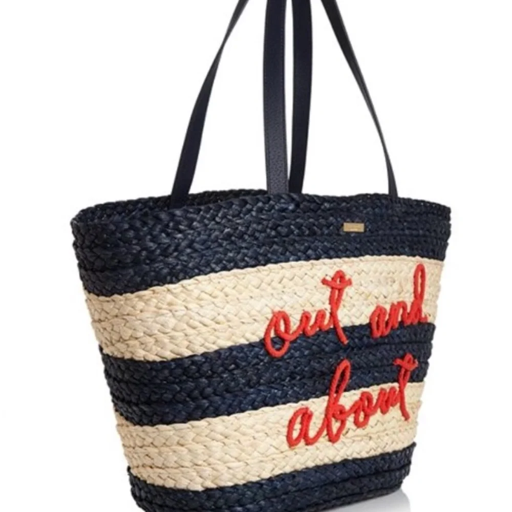 Kate Spade NWT Out and About Straw Tote from Shore Thing Line Retails $298 - Picture 8 of 14